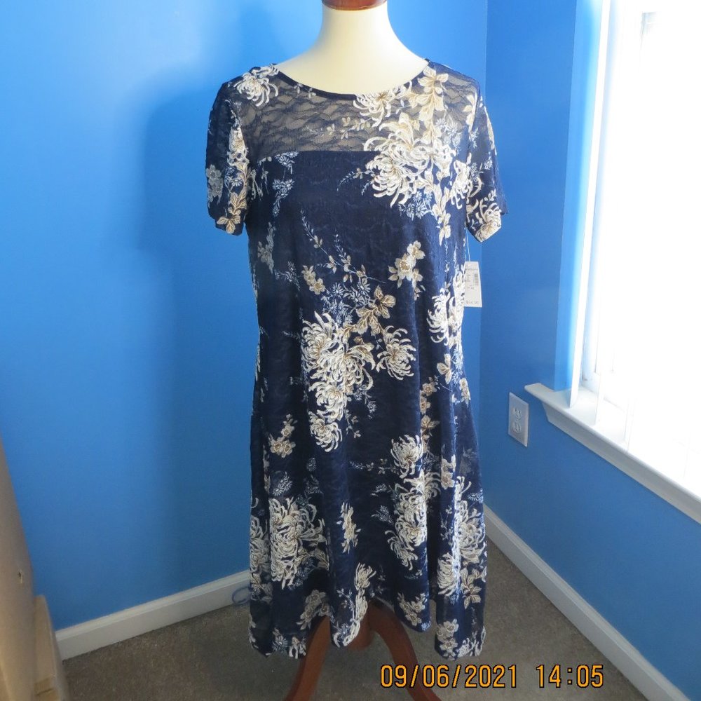 NWT - Short Sleeve Blue Dress - Petite Size